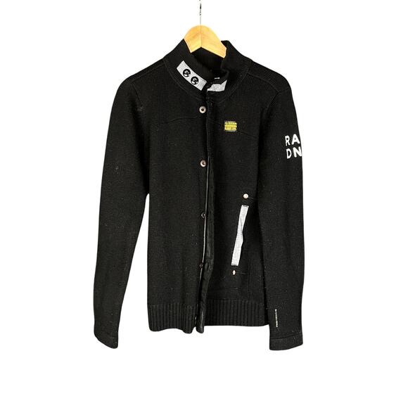 Vintage Y2K Men's G-Star Raw Denim Black Wool Zip-Up Rig Vest Sweater - Small - Picture 1 of 8